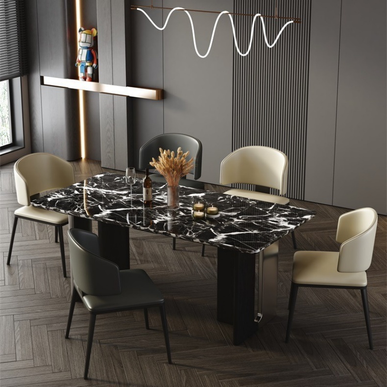 Bulgari Black Marble Top Dining Table 160cm/180cm - Wesome