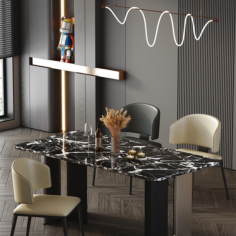 Bulgari Black Marble Top Dining Table 160cm/180cm - Wesome