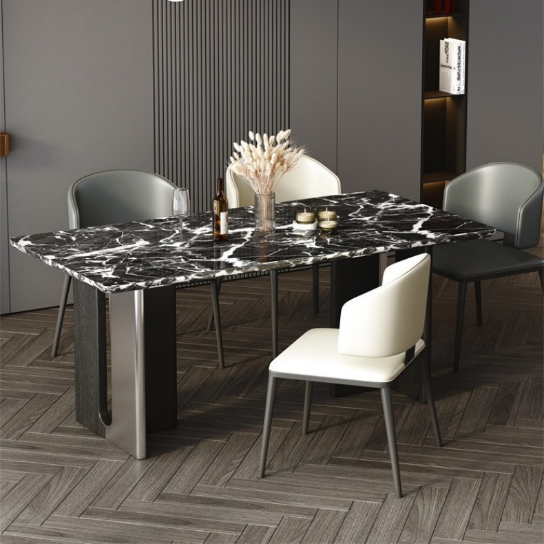 Bulgari Black Marble Top Dining Table 160cm/180cm - Wesome